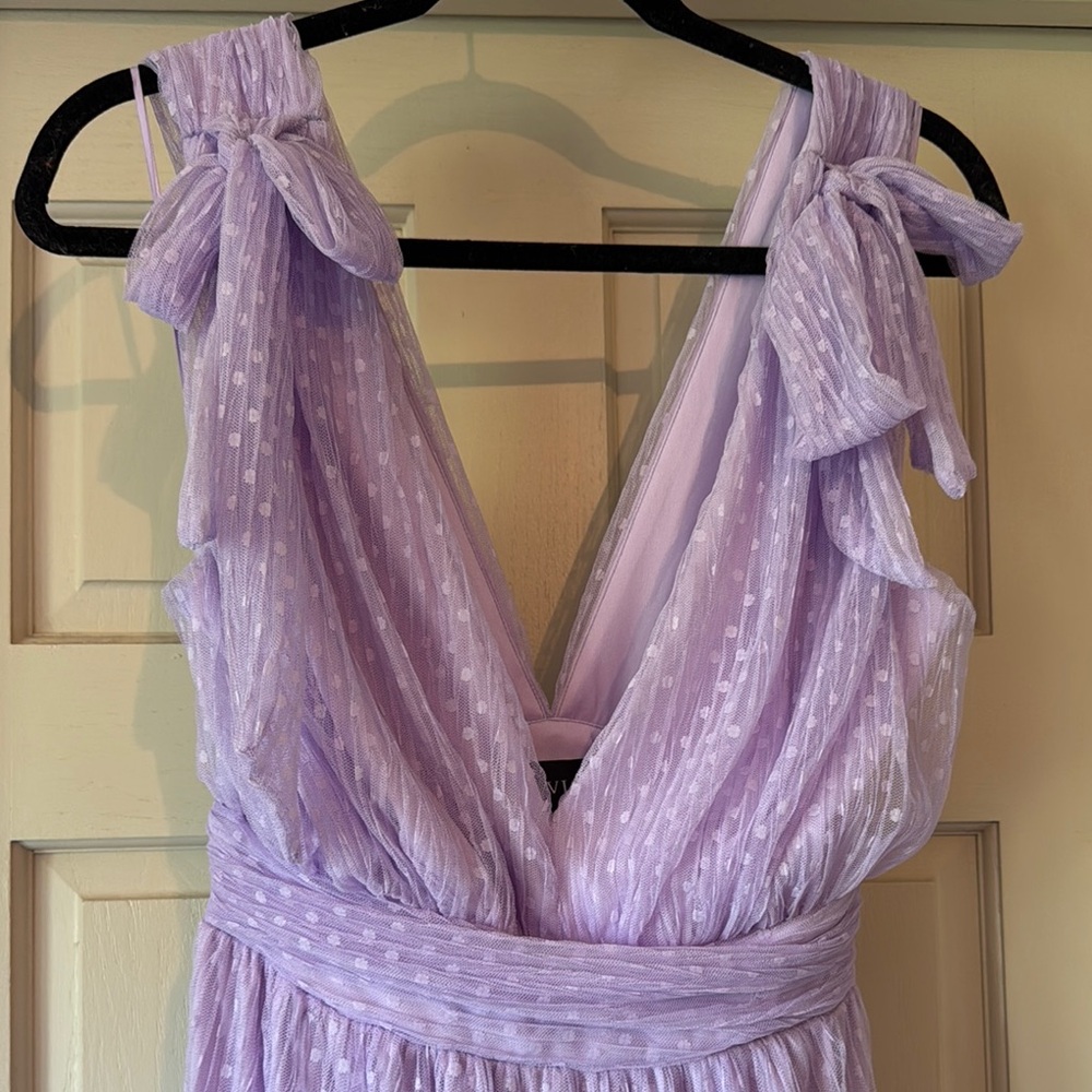 Never worn! Vici Purple Asymmetrical Ruffled Sundress for Weddings - Picture 3 of 4